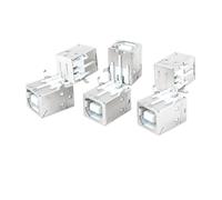 KALANKA-sourcing map Lot de 6 blindé droit mâle 4 broches USB 2.0 Type B femelle Jack