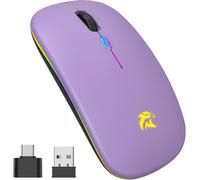 KALANKA-Souris sans Fil Rechargeable,RGB Souris Bluetooth,Bluetooth et 2,4 GHz Unifying avec Récepteur USB,Multi-Dispositif,1000-1600 DPI Réglable Compatible PC,Mac,Ordinateur Portable,Chromebook Pou