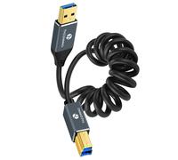 KALANKA-Spiral Printer Cable USB A to B 1M, USB 3.0 Male to B Retractable Scanner Cable for HP, Canon, Dell, Epson, Lexmark, Audio Interface, Midi Keyboard