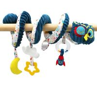 KALANKA-- Spirale d`activités Astros Le Hibou- Jouet d`éveil pour bébé avec activités sonores et tactiles - 1 pièce - Bleu - 40cm déployé