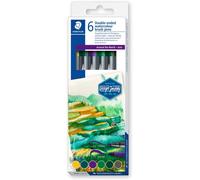 Kalanka-Staedtler 3001-6 Feutres Double Pointe De Coloriage Aquarellables Assortis - Pointe Pinceau 1-6 Mm - Pointe Fine 0,5-0,8 Mm - Edition Design Journey - Etui Carton - 3001 C6-5