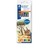 Kalanka-Staedtler 3001-6 Feutres Double Pointe De Coloriage Aquarellables Assortis - Pointe Pinceau 1-6 Mm - Pointe Fine 0,5-0,8 Mm - Edition Design Journey - Etui Carton - 3001 C6-3