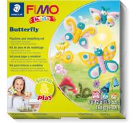 KALANKA-STAEDTLER 8034 10 LZ FIMO Kids Form&Play Ensemble de pâte polymère à Modeler « Papillon » (Lot de 4 Blocs, Autocollants, Outils de modelage et arrière-Plan)