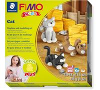 KALANKA-STAEDTLER 8034 16 LZ FIMO Kids Form&Play Jeu de pâte polymère pour enfants \u2013 « chats » (lot de 4 blocs, autocollants, outils de modélisation et arrière-plan)