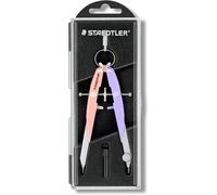 KALANKA-STAEDTLER Mars Comfort 556 00-PA2 Compas de haute qualité avec guide de broche centrale, précision et précision, rose pastel et lavande pastel Étui solide avec rabat