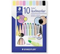 Kalanka-Staedtler Surligneur Triplus, Tige Triangulaire Ergonomique, Largeur De Ligne 1-4 Mm, Séchage En Quelques Secondes, Tige En Polypropylène Garantit Une Longue Durée De Vie, 10 Surligneurs Dans