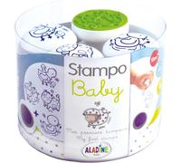 KALANKA-- Stampo Baby Ferme - Kit Tampons Enfant - Activités Manuelles Bébé - Encre Lavable - Jouets et Jeux Créatifs- Boîte de 4 Tampons + Grand Encreur Bleu Inclus - Dès 18 mois