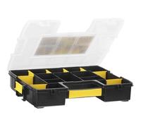 Kalanka-Stanley 1-97-483 Organiseur À Intercalaires Mobile Sort Master - Couvercle Alvéolé Et Transparent Pour Voir Le Contenu - Compact - Léger - Spacieux - Dimensions : 37,5 X 6,7 X 29,2 Cm Noir/Ja