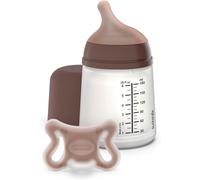 Kalanka-, Starter Set Zero Zero, Biberon Anti-Colique 180 Ml Avec Tétine Spécial Allaitement + Sucette Zero Zero, Sucette Naissance Taille Mini (-2 À 2 Mois) Avec Tétine Symétrique Sx Pro, Deep
