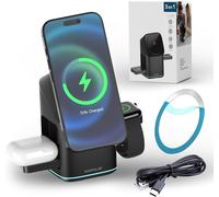 Kalanka-¿ Station De Charge Sans Fil 3-En-1 Pour Iphone, Apple Watch & Airpods, Chargeur Induction Rapide Premium Avec Support Rotatif Motorisé, Compatible Samsung & Android, Qi