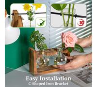 KALANKA-Station De Propagation pour Plantes Amélioration De La Jardinière De Vase À Ampoule avec Support en Bois Pot De Plante en Verre Intérieur pour La Décoration De La Pièce Maîtresse De Table Acc