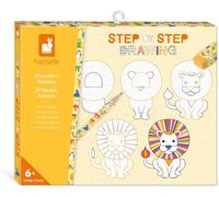 KALANKA-- Step by Step Drawing - Apprendre à dessiner - 20 Modèles Animaux - Kit Dessin Enfant - Apprentissage Dessin et Concentration \u2013 Dès 6 ans \u2013 J09155, Blanc, Noir