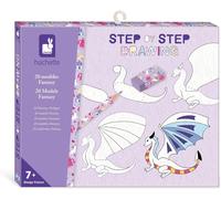 KALANKA-- Step by Step Drawing - Apprendre à dessiner - 20 Modèles Fantasy - Kit Dessin Enfant - Apprentissage Dessin et Concentration \u2013 Dès 7 ans \u2013 J09153, Blanc, Noir