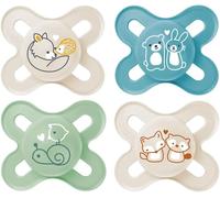 Kalanka-Sucette « Skin Soft » En Silicone Pour Nouveau-Nés Et Prématurés De 0 À 2 Mois Lot De 4 Sucettes Pour Garçons Avec 2 Boîtes De Transport Stériles Incluses