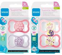 Kalanka-Sucette Supreme 16+ Mois, Sucette Dental, Lot De 4 Pour Les Filles, 2 Étui De Stérilisation