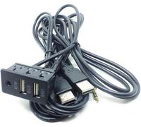 KALANKA-SUCHUANGUANG 1.5M Voiture Tableau de Bord encastré Panneau de Port USB AUX Double câble d'extension USB Adaptateur câble d'extension en Plastique Noir