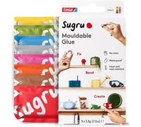 KALANKA-Sugru by Tesa ¿ Lot de 8 colles multi-usages moulables pour fixation créative et fabrication : rouge, bleu, jaune, gris, vert, marron, orange et rose