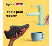 KALANKA-Sugru by tesa - Pâte Fixante Polyvalente à Modeler en Lot de 8 x 3.5 g - Pâte Durcissante Adhésive Polyvalente - Pour Réparer, Coller et Fixer sans Percer - Noir