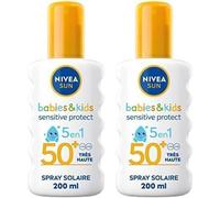 Kalanka-Sun Kids Spray Solaire Protect & Play Sensitive Fps 50+ (1x200 Ml), Protection Anti Uv Sans Parfum & Ultra Résistante À L`Eau, Écran Solaire Enrichi En Aloe Vera (Lot De 2)