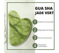 Kalanka-Sun & Sia - Gua Sha En Pierre Naturelle - Jade Vert (+ Housse) - Massage Visage Et Corps Pour Rafraîchir Le Teint, Traiter Les Poches Et Cernes, Stimuler La Circulation - Peau Plus Ferme Et É