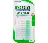 Kalanka-Sunstar G.U.M Soft Picks-632 Bâtonnets Interdentaires Doux En Caoutchouc. Sans Métal Ni Latex., Blanc/Vert - 50 Unités - Taille M