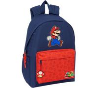 KALANKA-SUPER MARIO TRICK - Sac à dos pour ordinateur portable 14,1"", idéal pour les jeunes de différents âges, confortable et polyvalent, qualité et résistance, 31 x 13 x 43 cm, Bleu foncé/rouge, M,
