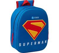 KALANKA-SUPERMAN 3D - Sac à dos d'école, avec design 3D, adaptable au chariot, idéal pour enfants de différents âges, confortable et polyvalent, qualité et résistance, 27 x 10 x 33 cm, bleu, M