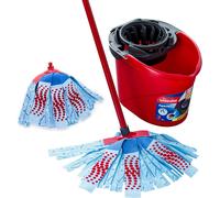 KALANKA-SuperMocio 3 Action XL Ensemble serpillère et Seau avec Recharge supplémentaire, Bleu, Rouge