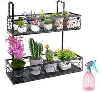 KALANKA-Support de plantation à 2 niveaux pour balcon, balustrade suspendue, panier de pot de fleurs, support réglable avec 1 flacon pulvérisateur en plastique pour balcon, terrasse, véranda, clôture