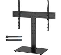 KALANKA-Support TV sur Pied Universel pour Téléviseurs LCD/LED/Plasma 26-65 Pouces Meuble TV Réglable en Hauteur avec Base en Verre Trempé de 8 mm - Capacité de Charge 45 kg et Max VESA 600x400 mm