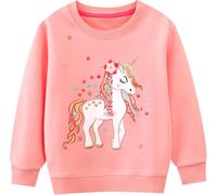 Kalanka-Sweatshirt Enfant Fille Cheval Licorne Arc-En-Ciel Pullover Sweatshirt Col Rond Coton Gris Rose Mignon Pas Cher Manches Longues Casual Tops Sport Pull Sweat-Shirt Pour Bebe Filles 2-7 Ans
