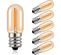KALANKA-T16 E12 Mini Ampoule LED 1W Blanc Chaud 2200K Verre Ambré Vintage Edison Filament Ampoule 50lm, Équivalent 10W, Couvercle de Réfrigérateur Veilleuse Bougeoir, Non Dimmable, Lot de 6