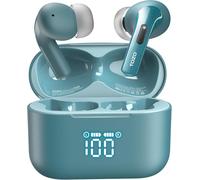 KALANKA-T20 Casque d'écoute sans Fil Bluetooth 48,5 Heures d'autonomie avec Affichage numérique LED, étanche IPX8, Double Micro, Haut-parleurs de 10 mm à Large portée avec étui de Chargement sans Fil