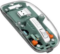 KALANKA-T900 Souris sans Fil Rechargeable, Ultra Mince 2.4G + Bluetooth 5.1 Souris Silence 2400 DPI, Souris Gamer Transparente récepteur USB pour Laptop/PC/Mac, Niveau de Batterie Visible-Vert