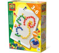 KALANKA- Tableau Mosaïque Compact 100 Broches Multicolores + Socle Perforé Réutilisable Activité Manuelle Motricité Fine Jouet Éducatif Sans Colle 3-6 Ans CO¿ Neutre 14046