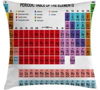 KALANKA-Tableau Périodique Hausse de Coussin, Enfants Sciences de l'Éducation de Chimie pour Écoliers Professeurs Art, Résistant à l'eau et à la saleté, 45 x 45 cm, Multicolor