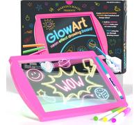 KALANKA-- Tablette à dessin lumineuse Glow Art pour enfants - Comprend une planche à dessin à effet néon avec un support intégré et 4 crayons magiques fluorescents - Rose