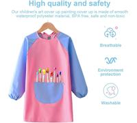 KALANKA-Tablier de peinture pour enfants 1 pièce, tablier de peinture imperméable pour garçons et filles de 4 à 12 ans, tablier pour enfants avec manches, adapté à la peinture et à l'artisanat, à la