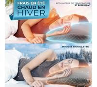 KALANKA-® Taie d'oreiller pour Oreiller Orthopédique [Con EFECTO FRÍO Y CALOR] en Fibre de Bambou et Spandex Doux & Moelleux Housse de Remplacement Grise Version: Ergo