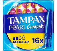 Kalanka-Tampax Tampons Compak Pearl, Ordinaires Avec Applicateur, Paquet De 1 (16 Tampons), Protection Contre Les Fuites Et Discrétion (L'emballage Peut Varier)