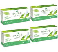 Kalanka-, Tampons 100% Coton Bio Super Sans Applicateur,Lot De 4 Boîtes (16 Unités X 4)