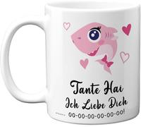 KALANKA-Tante Hai Tasse Geschenk ¿ Süßes Geburtstagsgeschenke für Tante, Weihnachten Geschenkidee ¿ 11oz Kaffeetasse Keramik, Mikrowellen Spülmaschinenfest, Geschenk von Nichte Neffe