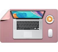 KALANKA-Tapis de Souris Grand, sous Main Bureau L, Mouse Pad Mat Prolongé, Tapis de Portable, Tableau d'Écriture, Buvard de Bureau, Double Face Usage en Cuir PU Étanche, 60 x 35cm Rose Foncé/Rose