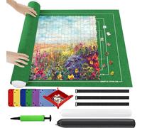 KALANKA-Tapis Puzzle Rouleau Feutre 3000 pièces, Feutre Antiglisse, Portable Tapis de Rangement pour Puzzle avec 6 Trieurs - Vert