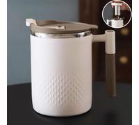 KALANKA-Tasse à Thé avec Infuseur Mug Isotherme avec Poignée Tasse Thermos Café Tisaniere avec Filtre et Couvercle 450ml, Acier Inoxydable 304, Plastique PP Gobelet Thermos (Beige)