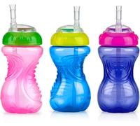 Kalanka-Tasse Anti-Fuite Avec Paille Flexible Rose 300ml 3 Pack 12+ Mois