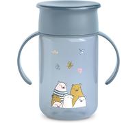 Kalanka-, Tasse Apprentissage Avec Disque Anti-Goutte, Gobelet Bébé, Magic Cup, Rebord Antifuite 360°, Avec Poignées, Avec Couvercle Hygiénique, Verre Enfant +12 Mois, 340 Ml, Bears Bleu