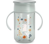 Kalanka-, Tasse Apprentissage Pour Bébé, Avec Disque Anti-Fuite, Magic Cup Rebord Antifuite 360°, Anses Amovibles, Couvercle Hygiénique, Compatible Lave-Vaisselle, 340 Ml, +12 Mois, Wonderland, Vert