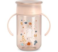 Kalanka-, Tasse Apprentissage Pour Bébé, Avec Disque Anti-Fuite, Magic Cup Rebord Antifuite 360°, Anses Amovibles, Couvercle Hygiénique, Compatible Lave-Vaisselle, 340 Ml, +12 Mois, Wonderland, Rose