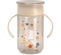 Kalanka-, Tasse Apprentissage Pour Bébé, Avec Disque Anti-Fuite, Magic Cup Rebord Antifuite 360°, Anses Amovibles, Couvercle Hygiénique, Compatible Lave-Vaisselle, 340 Ml, +12 Mois, Wonderland, Beige